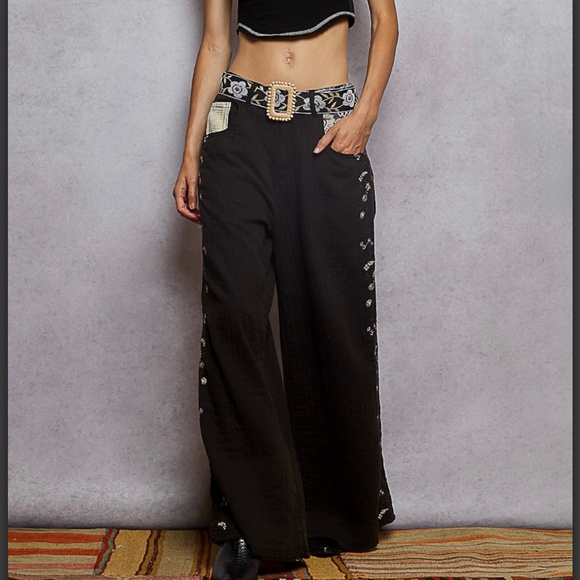 POL embroidered double gauze pants - belt not included - Picture 4 of 6